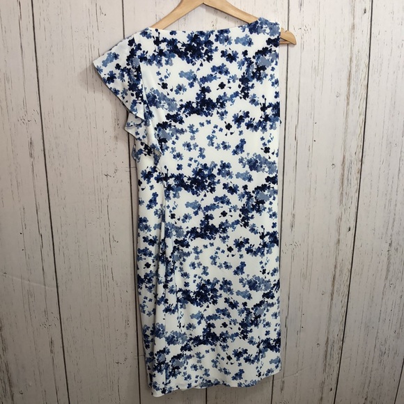 🌻NWT American Living Blue Floral One Sleeve Dress - Picture 11 of 16